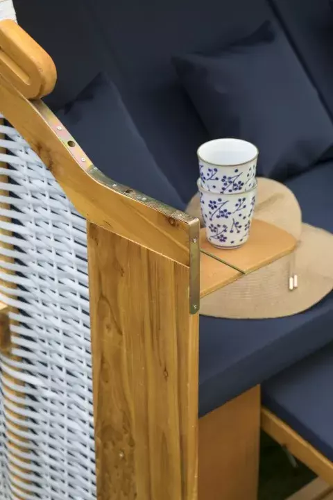 Strandkorb Baltic Dreisitzer PE Weiß Dessin Royal Blau 9 Strandkorb Baltic Dreisitzer PE Weiß Dessin Royal Blau – Bild 7