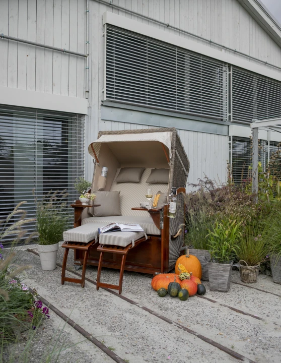 Strandkorb Spiekeroog Mahagoni PE Grey Dessin 522 6 Strandkorb Spiekeroog Mahagoni PE Grey Dessin 522 – Bild 4