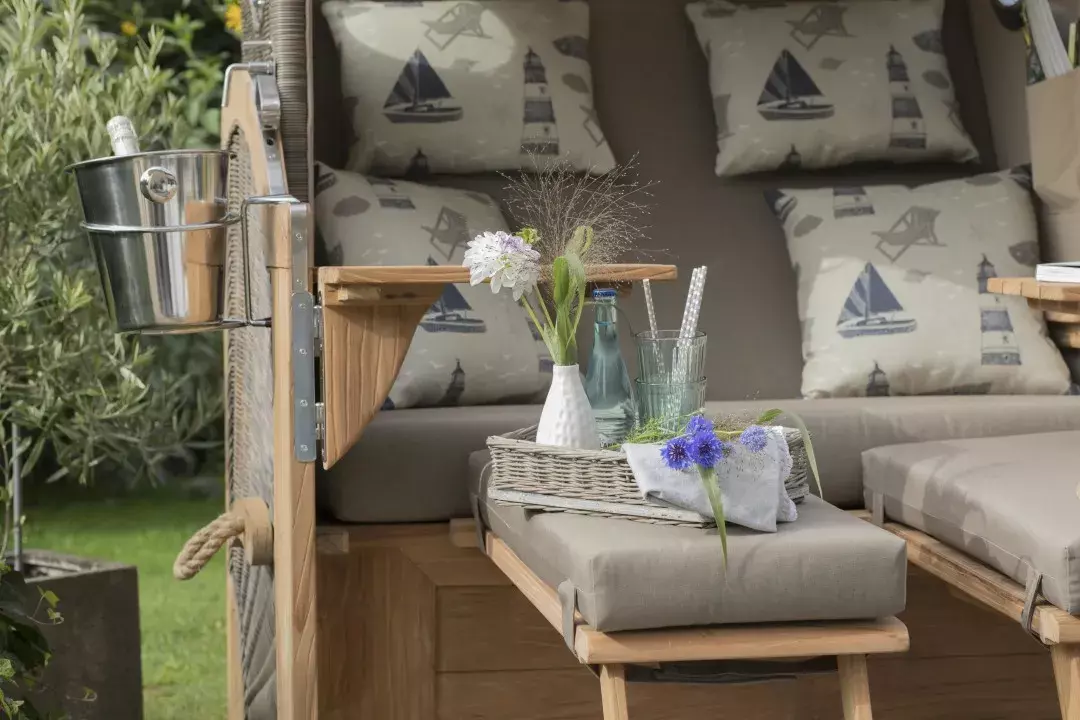 Strandkorb Norderney Teak Bullauge PE Grey Dessin 506 8 Strandkorb Norderney Teak Bullauge PE Grey Dessin 506 – Bild 6