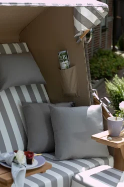 Strandkorb Spiekeroog Teak PE Grey Dessin 504 -Schemel Shop 01212 Strandkorb Spiekeroog Teak PE Grey Dessin 5132028629