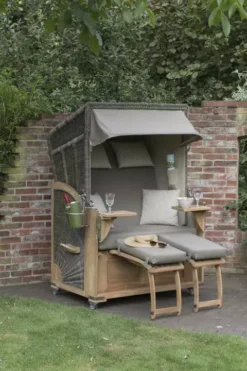 Strandkorb Spiekeroog Teak PE Grey Dessin 534 17 Strandkorb Spiekeroog Teak PE Grey Dessin 534 -Schemel Shop 01234 strandkorb spiekeroog teak grey 534 milieu 5