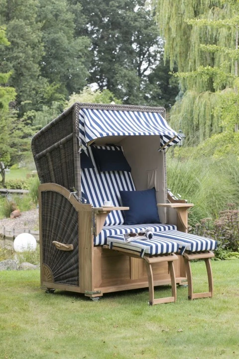 Strandkorb Spiekeroog Teak PE Grey Dessin 582 6 Strandkorb Spiekeroog Teak PE Grey Dessin 582 – Bild 4