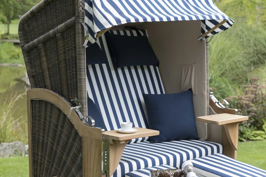 Strandkorb Spiekeroog Teak PE Grey Dessin 582 7 Strandkorb Spiekeroog Teak PE Grey Dessin 582 – Bild 5