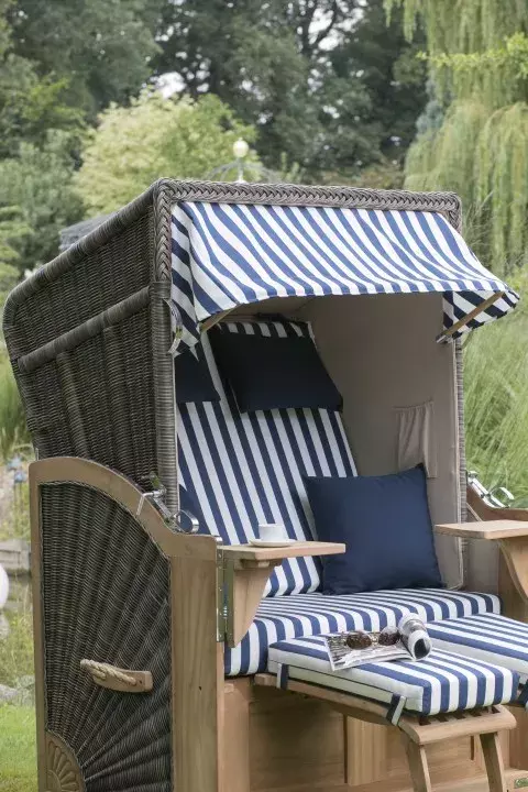 Strandkorb Spiekeroog Teak PE Grey Dessin 518 8 Strandkorb Spiekeroog Teak PE Grey Dessin 518 – Bild 6