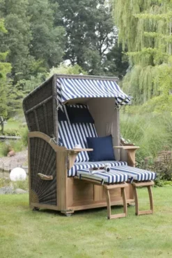 Strandkorb Spiekeroog Teak PE Grey Dessin 518 17 Strandkorb Spiekeroog Teak PE Grey Dessin 518 -Schemel Shop 01236 strandkorb spiekeroog teak grey 518 milieu 5