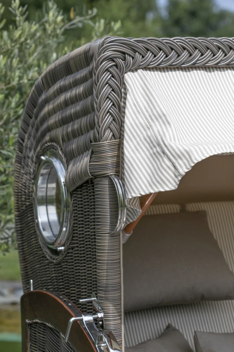 Strandkorb Norderney Mahagoni Bullauge PE Grey Dessin 510 7 Strandkorb Norderney Mahagoni Bullauge PE Grey Dessin 510 – Bild 5