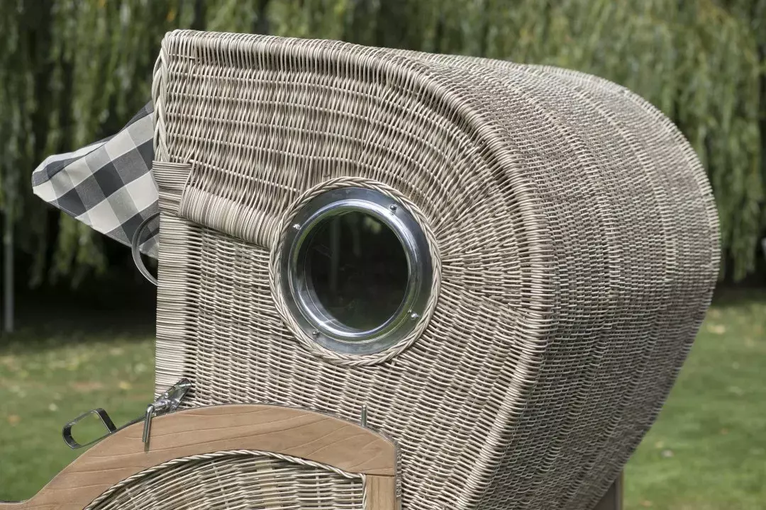 Strandkorb Norderney Teak Bullauge PE Shell Dessin 520 14 Strandkorb Norderney Teak Bullauge PE Shell Dessin 520 – Bild 12