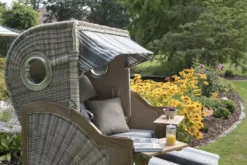 Strandkorb Norderney Teak Bullauge PE Shell Dessin 529 25 Strandkorb Norderney Teak Bullauge PE Shell Dessin 529 -Schemel Shop 01781 strandkorb baltikum teak bullauge shell 522 milieu 9