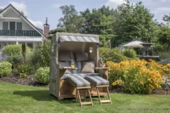 Strandkorb Norderney Teak Bullauge PE Shell Dessin 522 20 Strandkorb Norderney Teak Bullauge PE Shell Dessin 522 -Schemel Shop 01781 strandkorb norderney teak bullauge shell 522 milieu 1