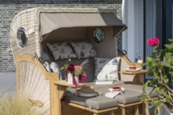 Strandkorb Norderney XXL Teak Bullauge PE Shell Dessin 500 -Schemel Shop 01807 strandkorb baltikum dreisitzer teak bullauge shell 540 milieu 4dad4hjedzn2ow