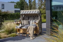 Strandkorb Norderney XXL Teak Bullauge PE Shell Dessin 545 13 Strandkorb Norderney XXL Teak Bullauge PE Shell Dessin 545 -Schemel Shop 01813 strandkorb baltikum dreisitzer teak bullauge shell 522 milieu 1