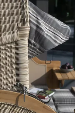 Strandkorb Norderney XXL Teak Bullauge PE Shell Dessin 506 -Schemel Shop 01813 strandkorb baltikum dreisitzer teak bullauge shell 522 milieu 14