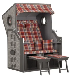 Strandkorb Twin View PE Nature Grey Dessin 429