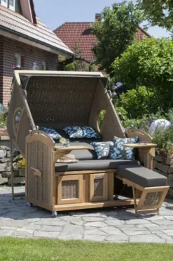 Strandkorb DeVries PURE® Madura XXL PE Tw. Hyacinth Des. 469 TEAK 19 Strandkorb DeVries PURE® Madura XXL PE Tw. Hyacinth Des. 469 TEAK -Schemel Shop 33474690t devries pure r madura xxl pe tw hyacinth des 469 19