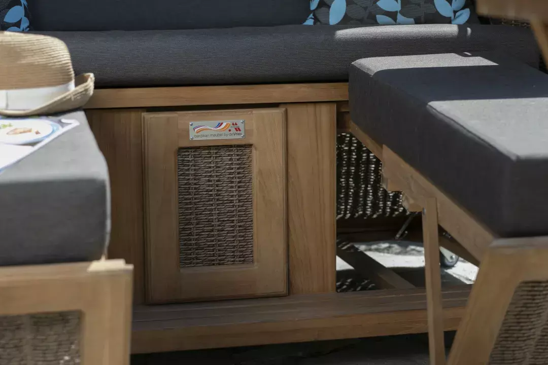 Strandkorb DeVries PURE® Madura XXL PE Tw. Hyacinth Des. 469 TEAK 11 Strandkorb DeVries PURE® Madura XXL PE Tw. Hyacinth Des. 469 TEAK – Bild 9