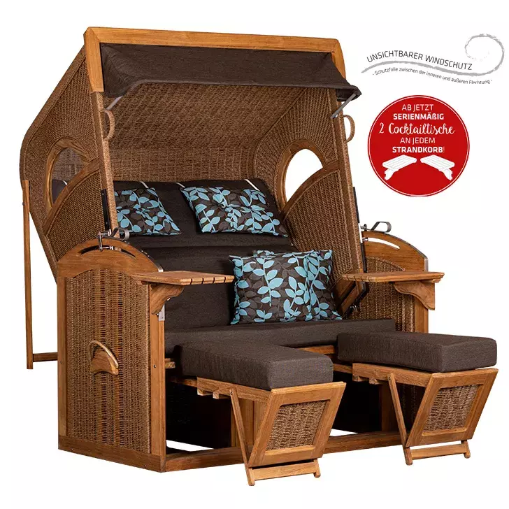 Strandkorb DeVries PURE® Madura XXL PE Tw. Hyacinth Des. 469 TEAK 4 Strandkorb DeVries PURE® Madura XXL PE Tw. Hyacinth Des. 469 TEAK – Bild 2