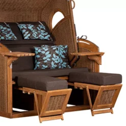 Strandkorb DeVries PURE® Madura XXL PE Tw. Hyacinth Des. 469 TEAK 14 Strandkorb DeVries PURE® Madura XXL PE Tw. Hyacinth Des. 469 TEAK -Schemel Shop 33474690t devries pure madura xxl tw hyacinth 469 fussteil