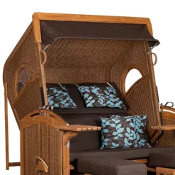 Strandkorb DeVries PURE® Madura XXL PE Tw. Hyacinth Des. 469 TEAK 15 Strandkorb DeVries PURE® Madura XXL PE Tw. Hyacinth Des. 469 TEAK -Schemel Shop 33474690t devries pure madura xxl tw hyacinth 469 oberkorb