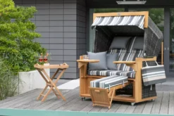 Strandkorb DeVries PURE® Friesland Sylt XXL PE Stone Grey Des.158 12 Strandkorb DeVries PURE® Friesland Sylt XXL PE Stone Grey Des.158 -Schemel Shop 4240008T 4270008T 66211 Friesland Sylt XL XXL PE stone grey Des 158 Woodie Tablett20 3