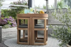 Balkonset Watford Teak Tisch & 4 Stühle Inkl. Sitzkissen -Schemel Shop BL26012 Balkonset Watford Teakholz20 10