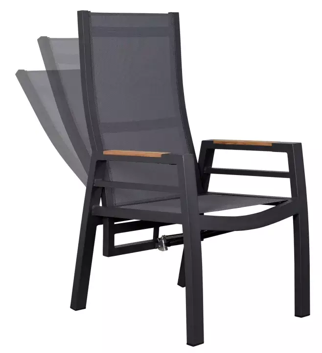 Relaxsessel Sevilla Alu/Textilene Inkl. Kissen Anthrazit 5 Relaxsessel Sevilla Alu/Textilene Inkl. Kissen Anthrazit – Bild 3