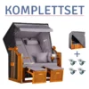 Strandkorb Baltic PE Schwarz Dessin Uni Grau-KOMPLETTSET -Schemel Shop MP00425SET Komplettset Baltic schwarz uni grau