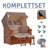 Strandkorb Spiekeroog Mahagoni PE Grey Dessin 510-KOMPLETTSET -Schemel Shop MP01109SET Komplettset Spiekeroog Mahagoni grey 510