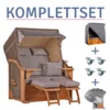 Strandkorb Spiekeroog Teak PE Grey Dessin 501-KOMPLETTSET -Schemel Shop MP01201SET Komplettset Spiekeroog Teak grey 501