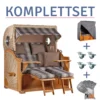 Strandkorb Norderney Teak Bullauge PE Shell Dessin 522-KOMPLETTSET