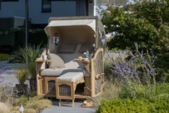 Strandkorb Amrum Teak PE Grey Dessin 505 -Schemel Shop MP01905 Strandkorb Amrum Teak Bullauge grey 510 milieu2028329 6