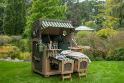 Strandkorb Amrum Grande Teak PE Grey Dessin 584 -Schemel Shop MP02006 MD02513 00646 Strandkorb Amrum Grande XL Teak PE grey Dessin 506 Kuscheldecke 150x200cm beige Champagnerkuehler fuer Strandkoerbe20281029 7