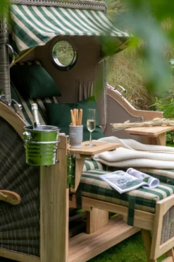 Strandkorb Amrum Grande Teak PE Grey Dessin 584 -Schemel Shop MP02006 MD02513 00646 Strandkorb Amrum Grande XL Teak PE grey Dessin 506 Kuscheldecke 150x200cm beige Champagnerkuehler fuer Strandkoerbe2028129 7