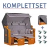Strandkorb Baltic Dreisitzer PE Schwarz Dessin Uni Grau-KOMPLETTSET -Schemel Shop MP02320SET Komplettset Baltic Dreisitzer schwarz uni grau
