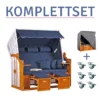 Strandkorb Baltic Dreisitzer PE Weiß Dessin Uni Blau-KOMPLETTSET 1 Strandkorb Baltic Dreisitzer PE Weiß Dessin Uni Blau-KOMPLETTSET -Schemel Shop MP02330SET Komplettset Baltic Dreisitzer weiss uni blau