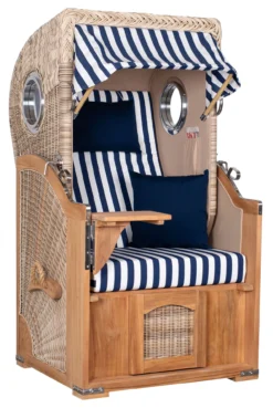 Strandkorb Amrum Single Bullauge Teak PE Shell Dessin 518-KOMPLETTSET -Schemel Shop MP20900 Strandkorb Single Amrum Teak PE shell Dessin 518 1