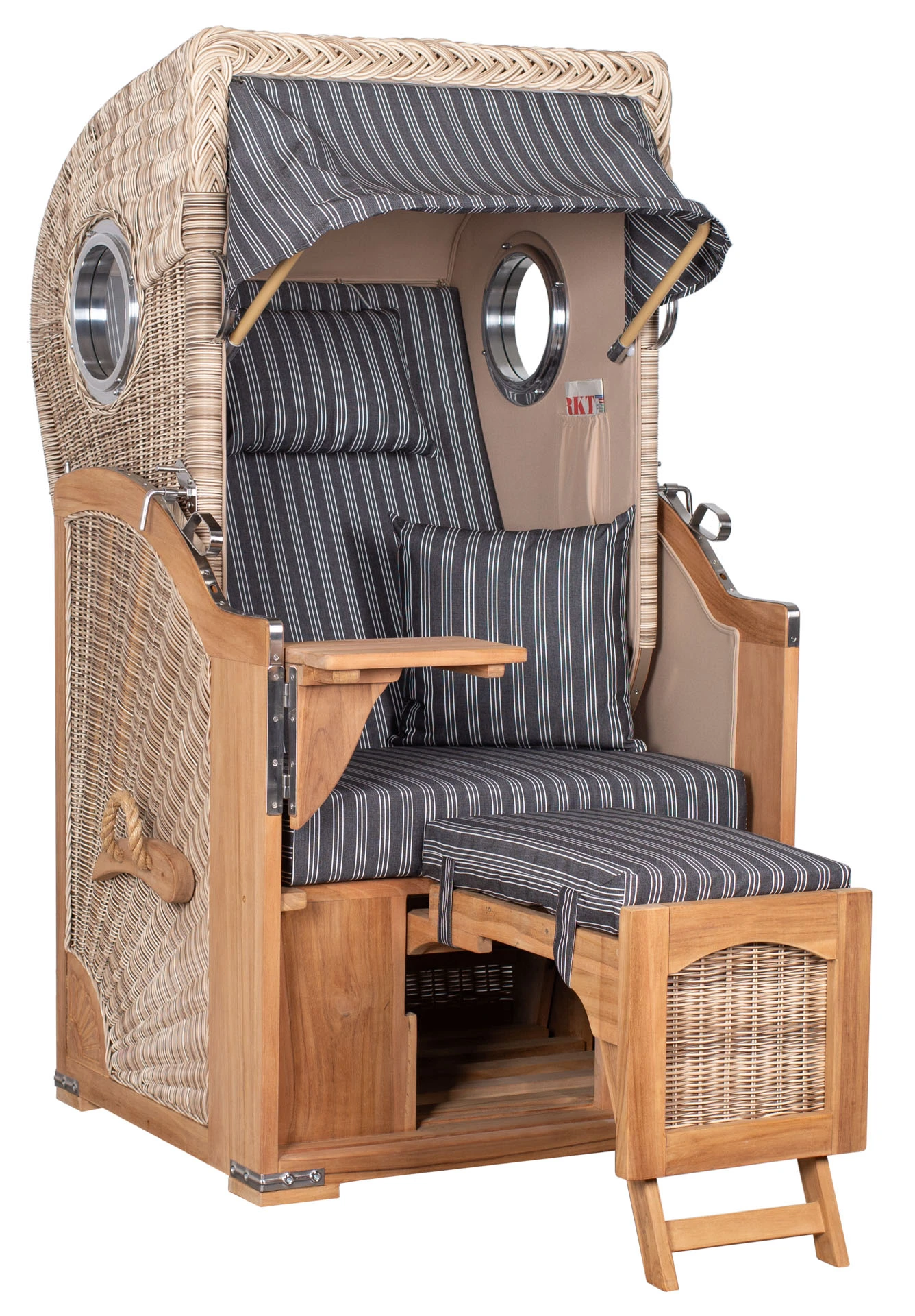 Strandkorb Amrum Single Bullauge Teak PE Shell Dessin 500-KOMPLETTSET 4 Strandkorb Amrum Single Bullauge Teak PE Shell Dessin 500-KOMPLETTSET – Bild 2