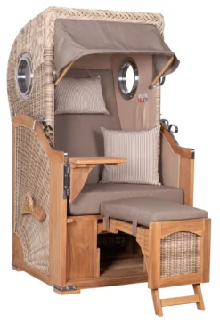 Strandkorb Amrum Single Bullauge Teak PE Shell Dessin 534