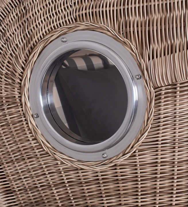 Strandkorb Amrum Single Bullauge Teak PE Shell Dessin 505 – Bild 8