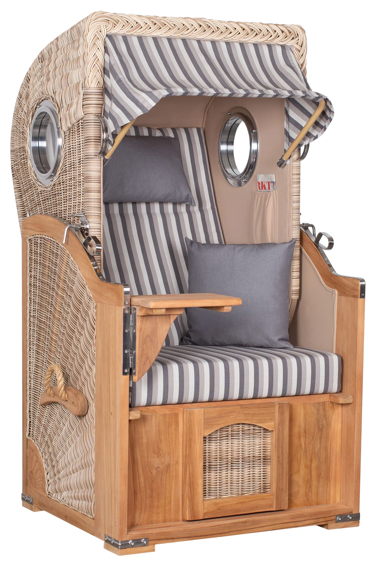 Strandkorb Amrum Single Bullauge Teak PE Shell Dessin 545 4 Strandkorb Amrum Single Bullauge Teak PE Shell Dessin 545 – Bild 2