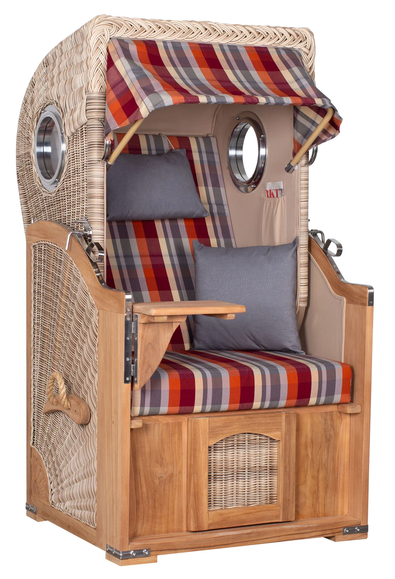 Strandkorb Amrum Single Bullauge Teak PE Shell Dessin 584 4 Strandkorb Amrum Single Bullauge Teak PE Shell Dessin 584 – Bild 2