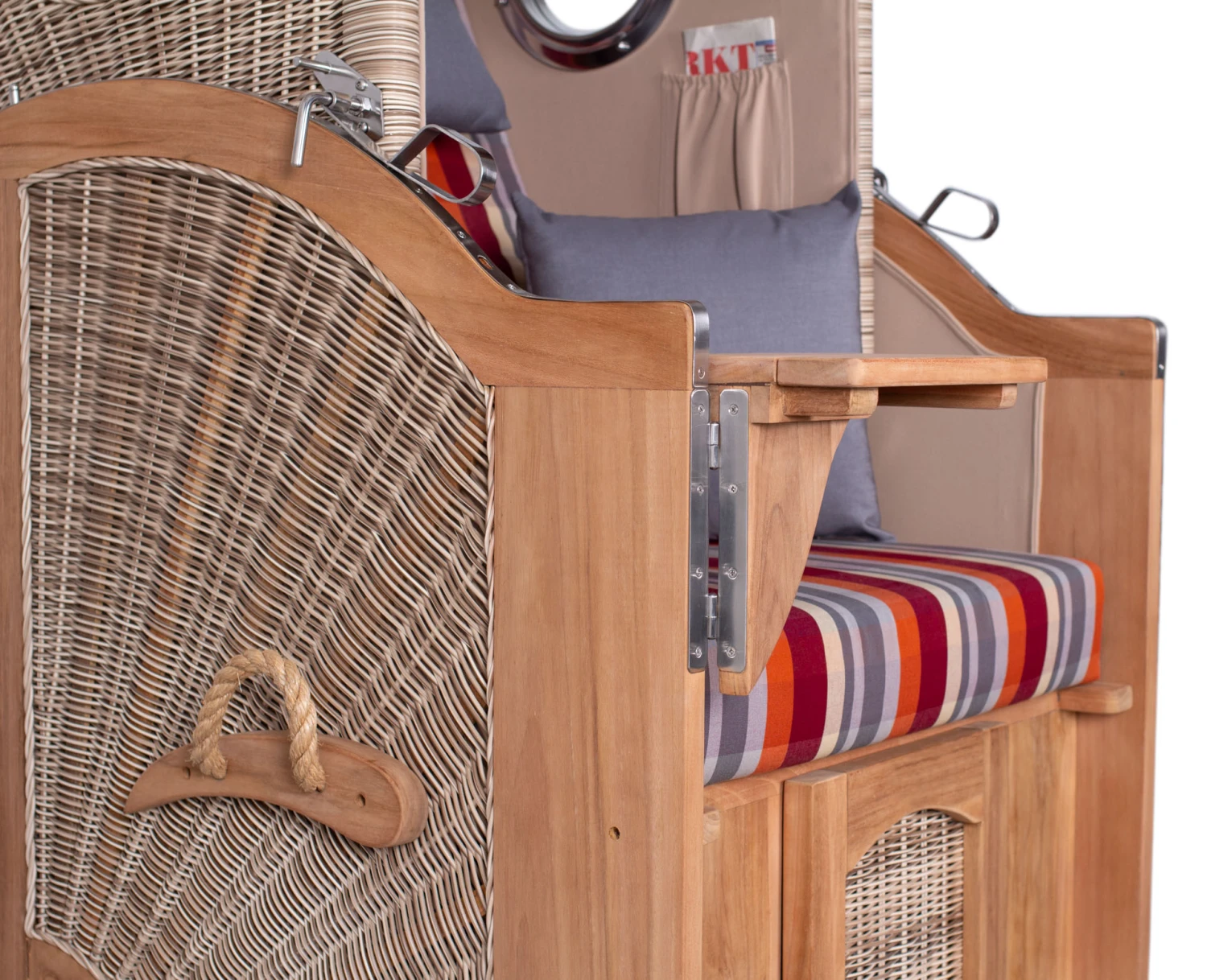 Strandkorb Amrum Single Bullauge Teak PE Shell Dessin 584 5 Strandkorb Amrum Single Bullauge Teak PE Shell Dessin 584 – Bild 3