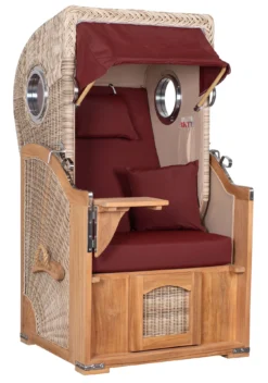 Strandkorb Amrum Single Bullauge Teak PE Shell Dessin 550 -Schemel Shop MP20910 Strandkorb Single Amrum Teak PE shell Dessin 550