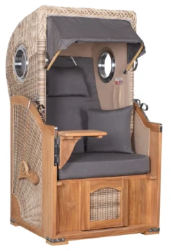 Strandkorb Amrum Single Bullauge Teak PE Shell Dessin 551 -Schemel Shop MP20911 Strandkorb Single Amrum Teak PE shell Dessin 551