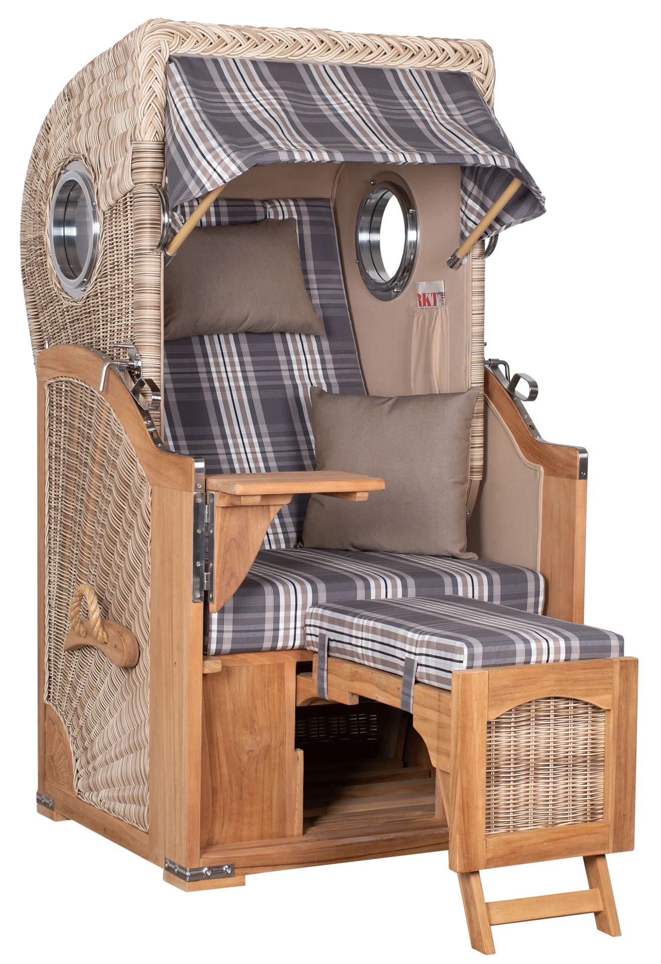 Strandkorb Amrum Single Bullauge Teak PE Shell Dessin 522 3 Strandkorb Amrum Single Bullauge Teak PE Shell Dessin 522