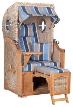 Strandkorb Amrum Single Bullauge Teak PE Shell Dessin 580