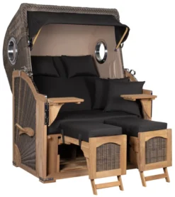 Strandkorb Amrum Teak PE Grey Dessin 548