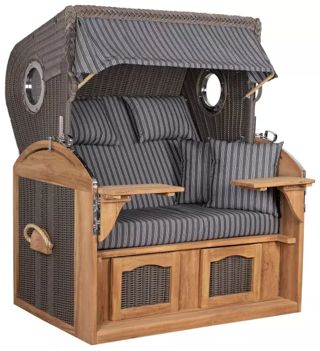 Strandkorb Werdum XL Teak PE Grey Dessin 500 – Bild 2