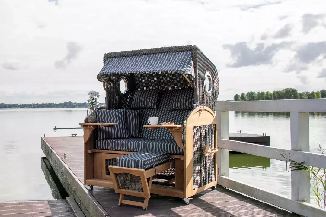 Strandkorb Werdum XL Teak PE Grey Dessin 500 – Bild 10