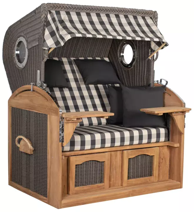 Strandkorb Werdum XL Teak PE Grey Dessin 505 – Bild 2
