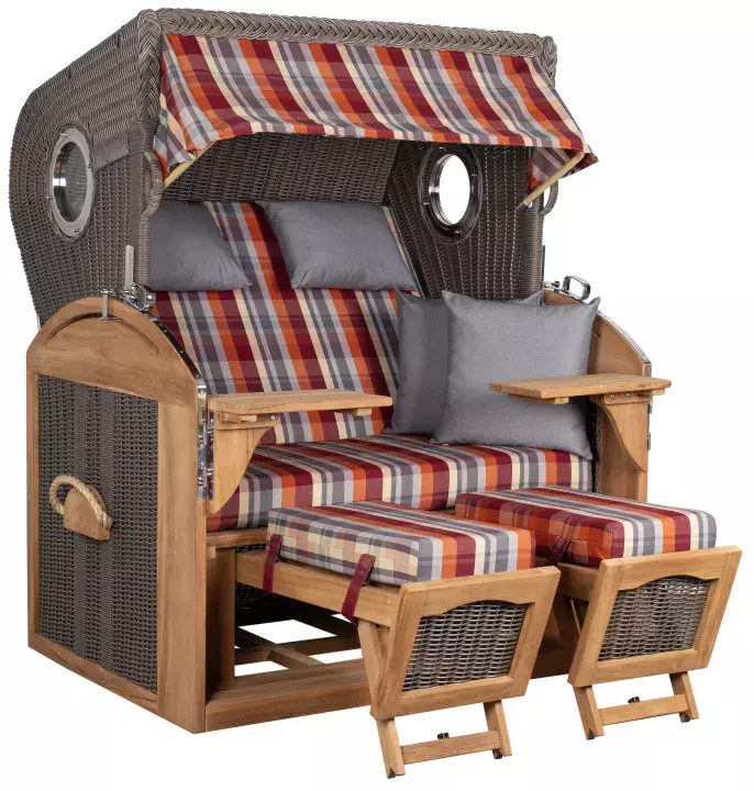Strandkorb Werdum XL Teak PE Grey Dessin 584 3 Strandkorb Werdum XL Teak PE Grey Dessin 584